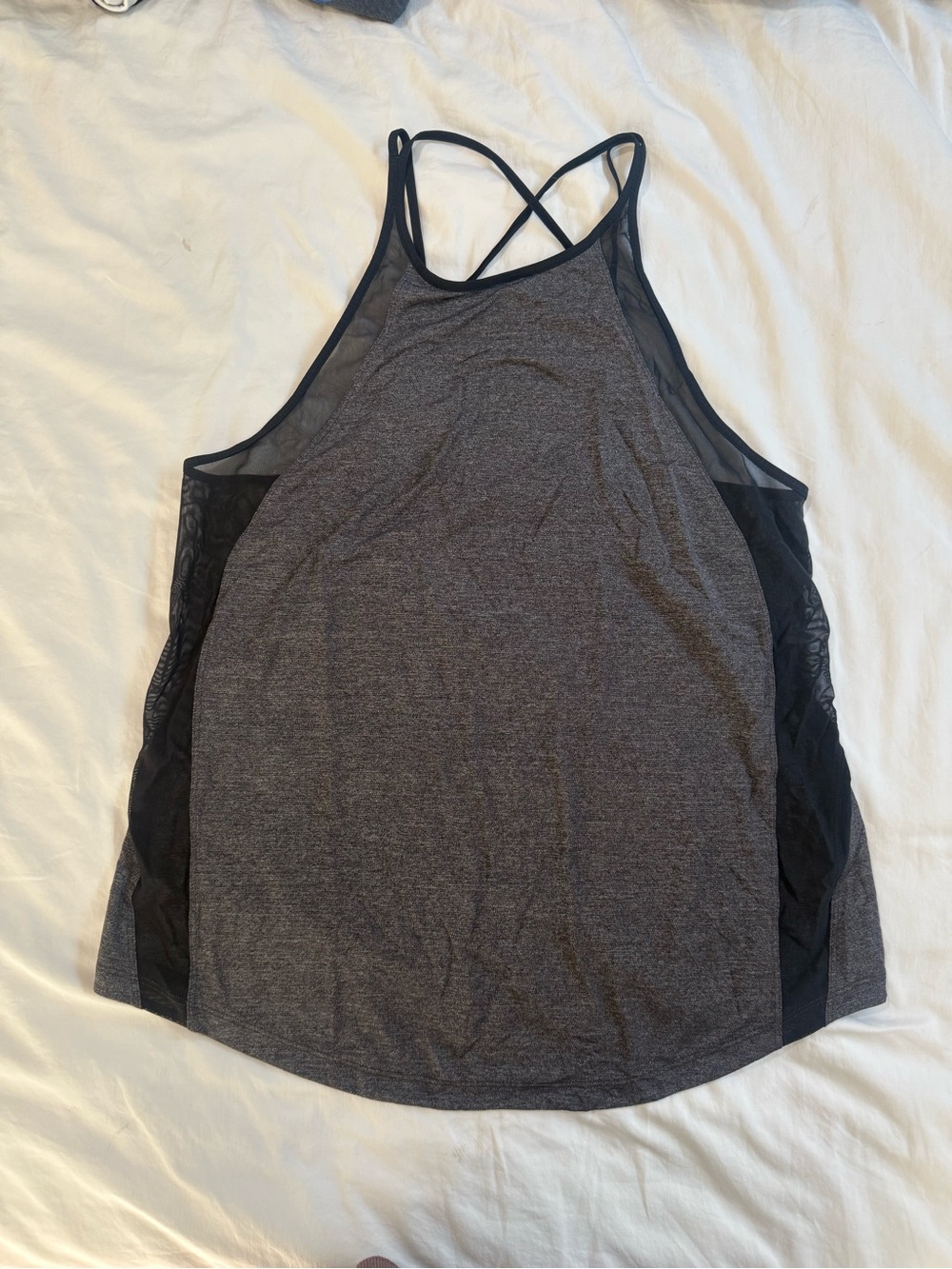 Lululemon Women's Grey Mesh-Trim Strappy Tank Top